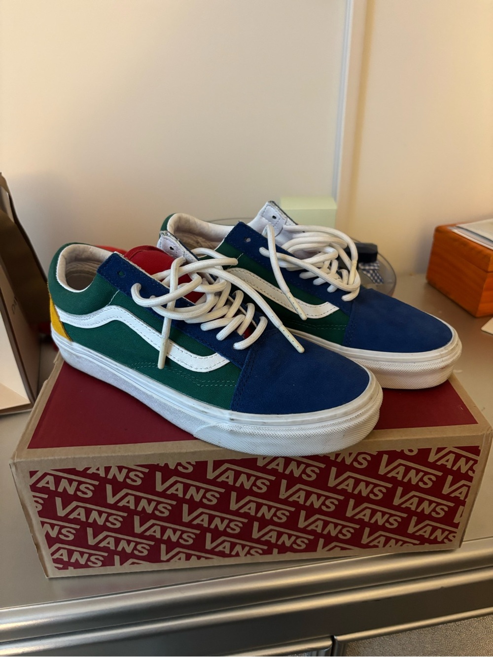 Vans Old Skool Sneakers - Blue, Green, White, Yellow, Red